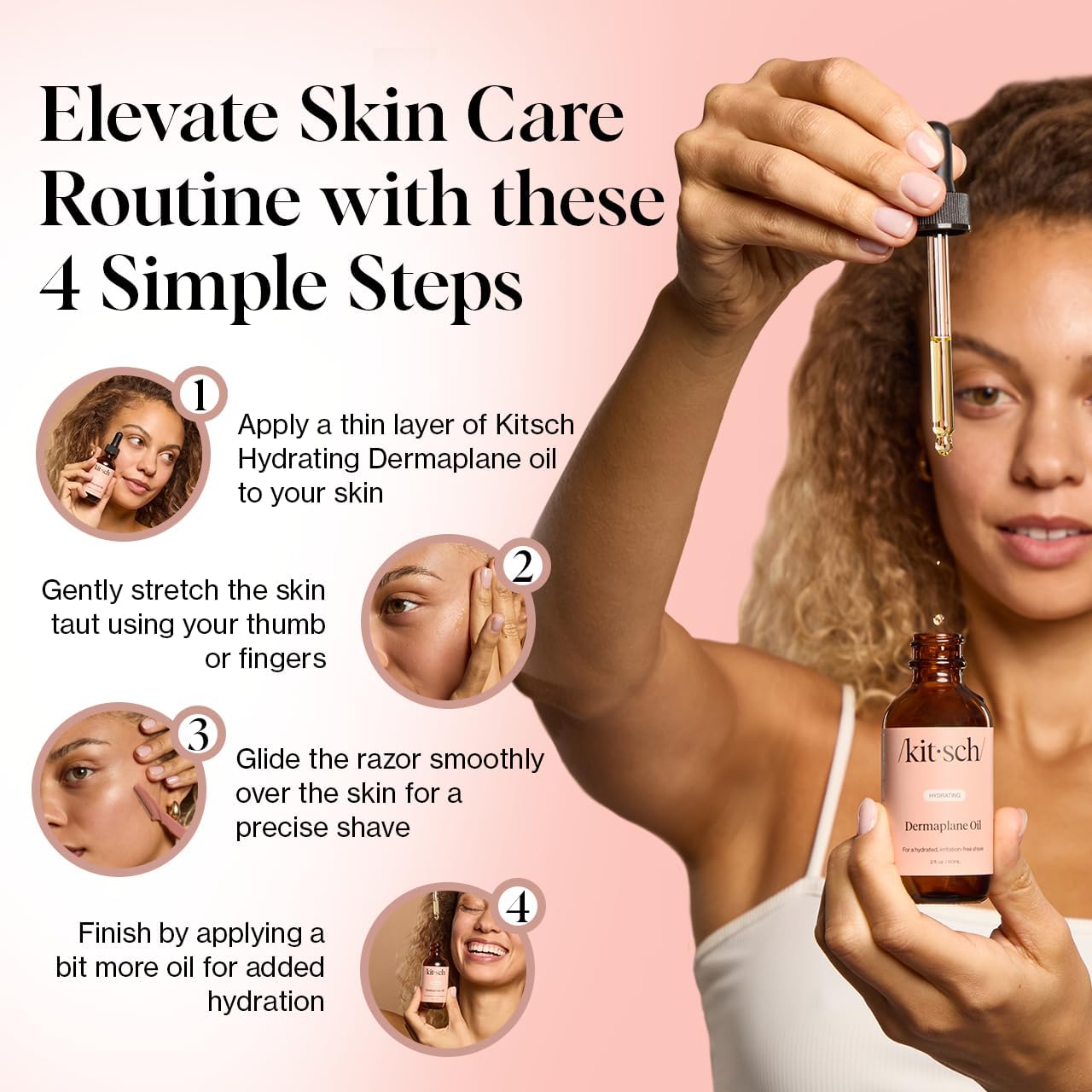 Kitsch Dermaplane argan oil texture closeup showing nourishing skin feel