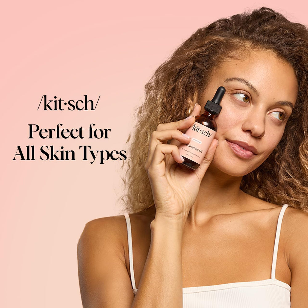Kitsch Dermaplane gua sha ritual oil application on skin