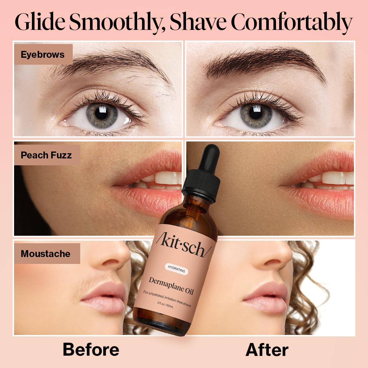 Kitsch Dermaplane razor-use oil bottle closeup improving blade glide