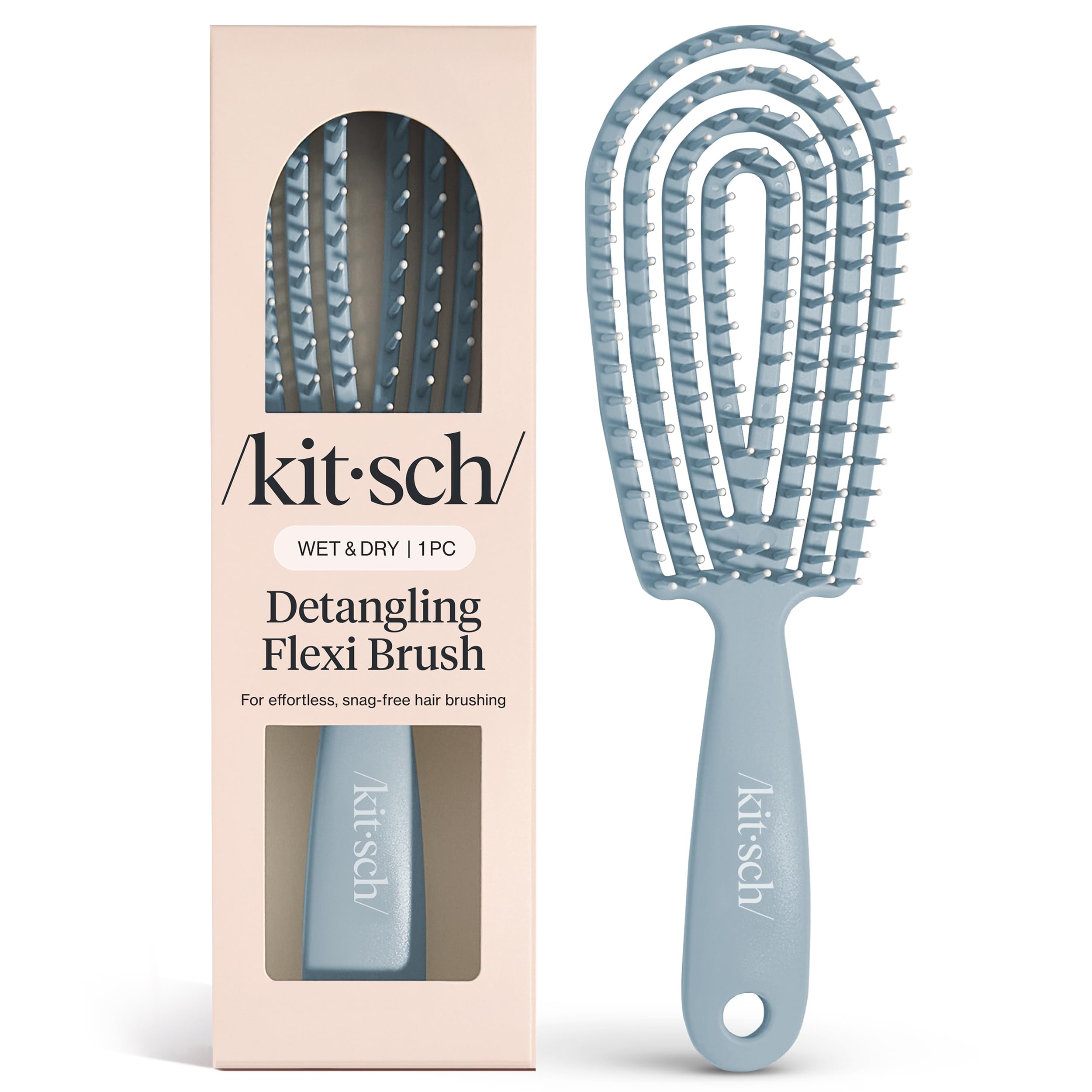 Kitsch Detangler Brush bendable frame closeup for gentle detangling on curly hair