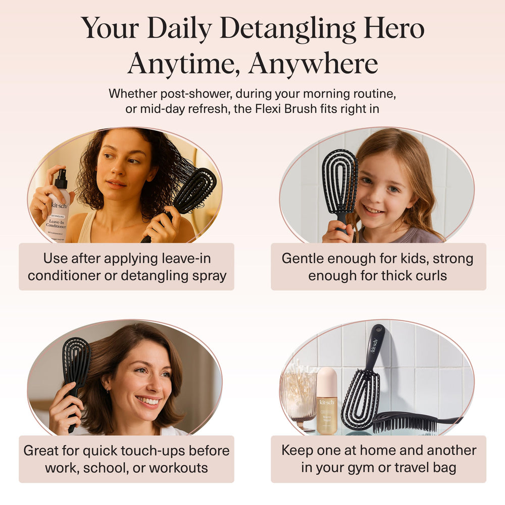 Kitsch Detangler Brush suited for all hair types from curls to straight hair.
