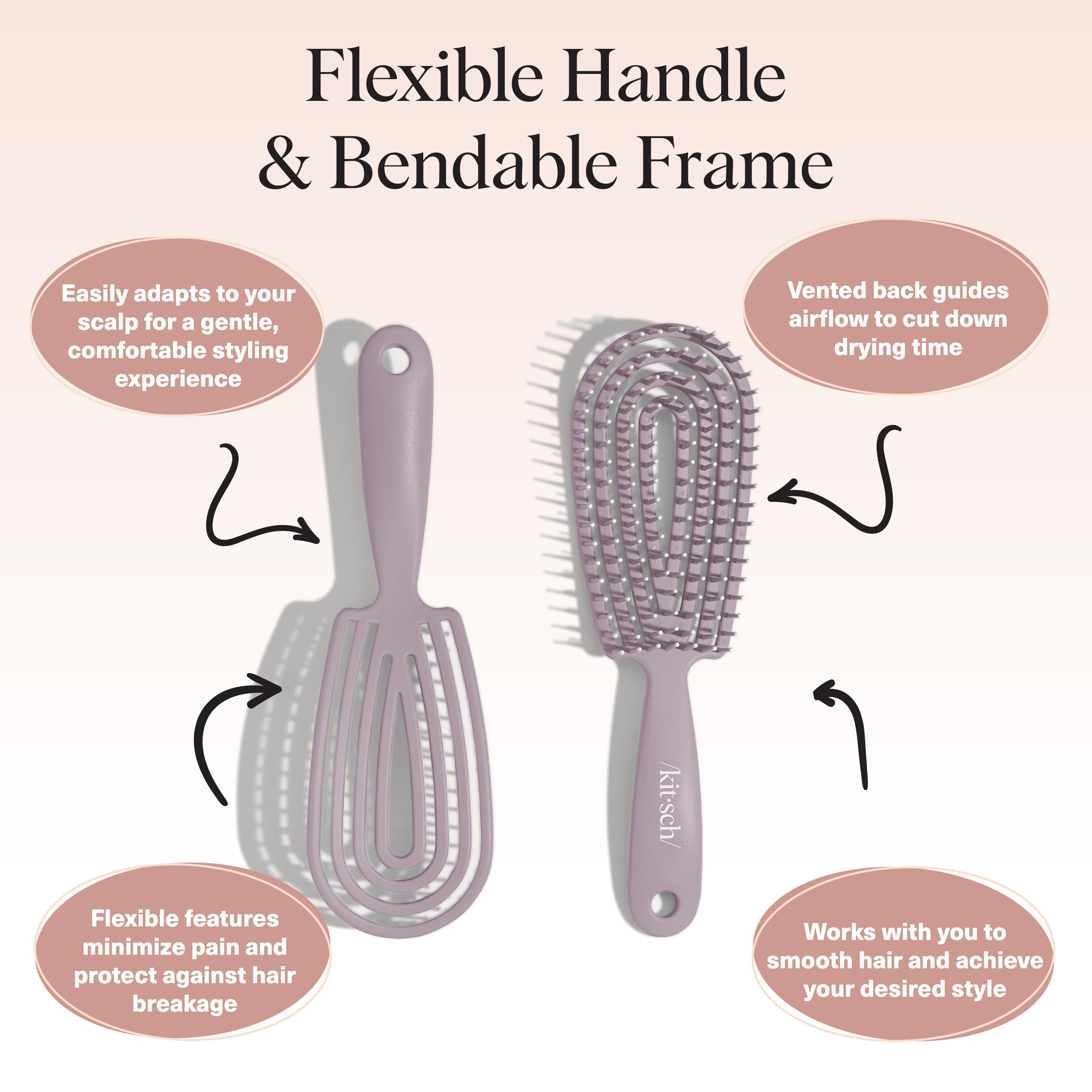 Kitsch Detangler Brush for dry hair pre-styling delivers smoother, frizz-free finish.