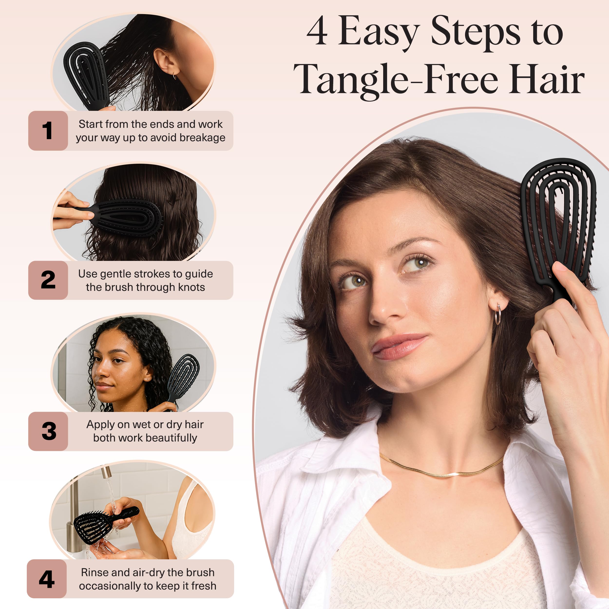 Kitsch Detangler Brush with ergonomic handle for comfortable daily use.