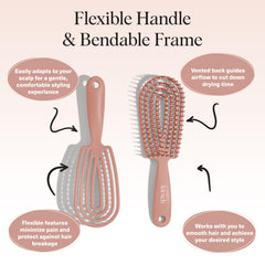 Kitsch Detangler Brush shiny smooth finish with reduced friction for coils and waves.