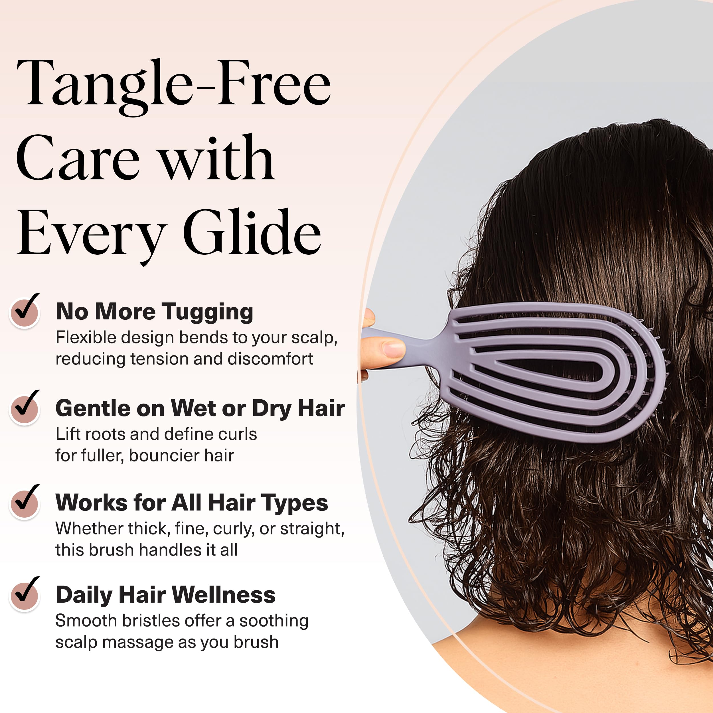 Kitsch Detangler Brush ultra-smooth bristles glide through curls with less tugging.