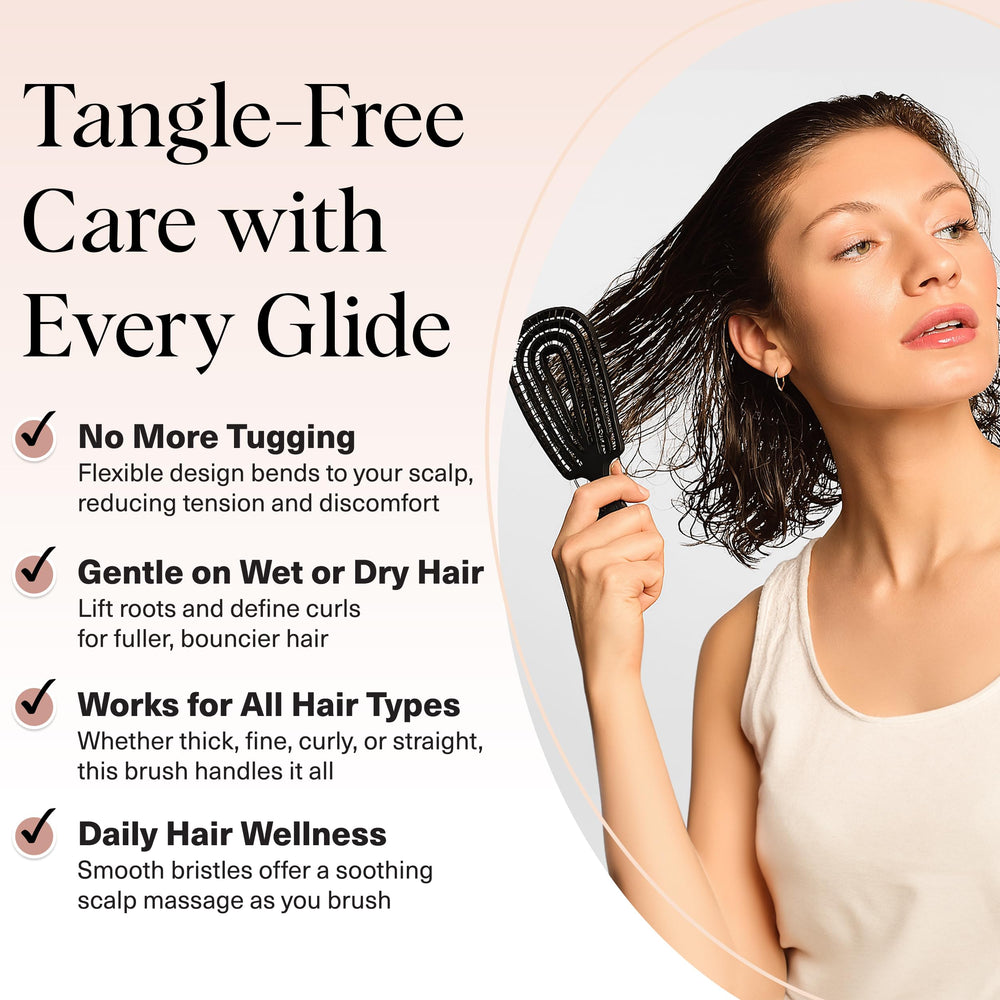 Kitsch Detangler Brush features ultra-smooth bristles for less tugging on wet or dry hair.
