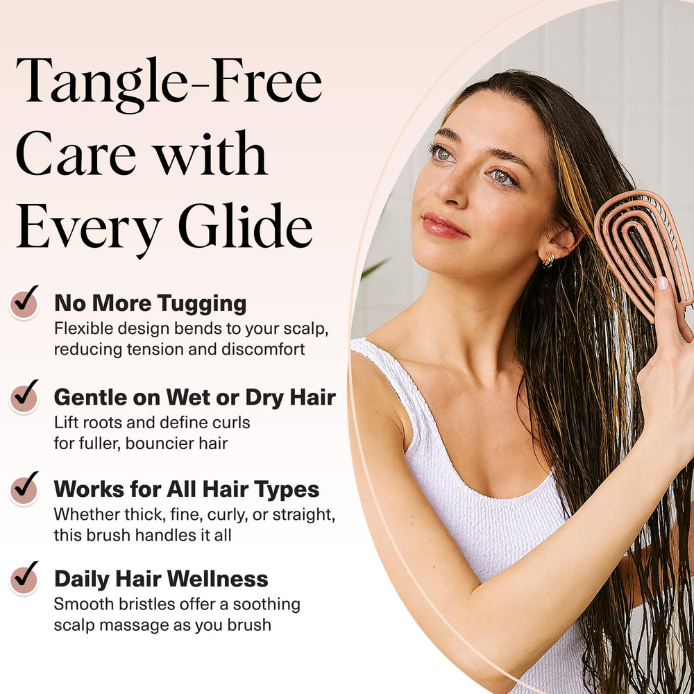 Kitsch Detangler Brush ultra-smooth bristles glide through tangles with less pulling.