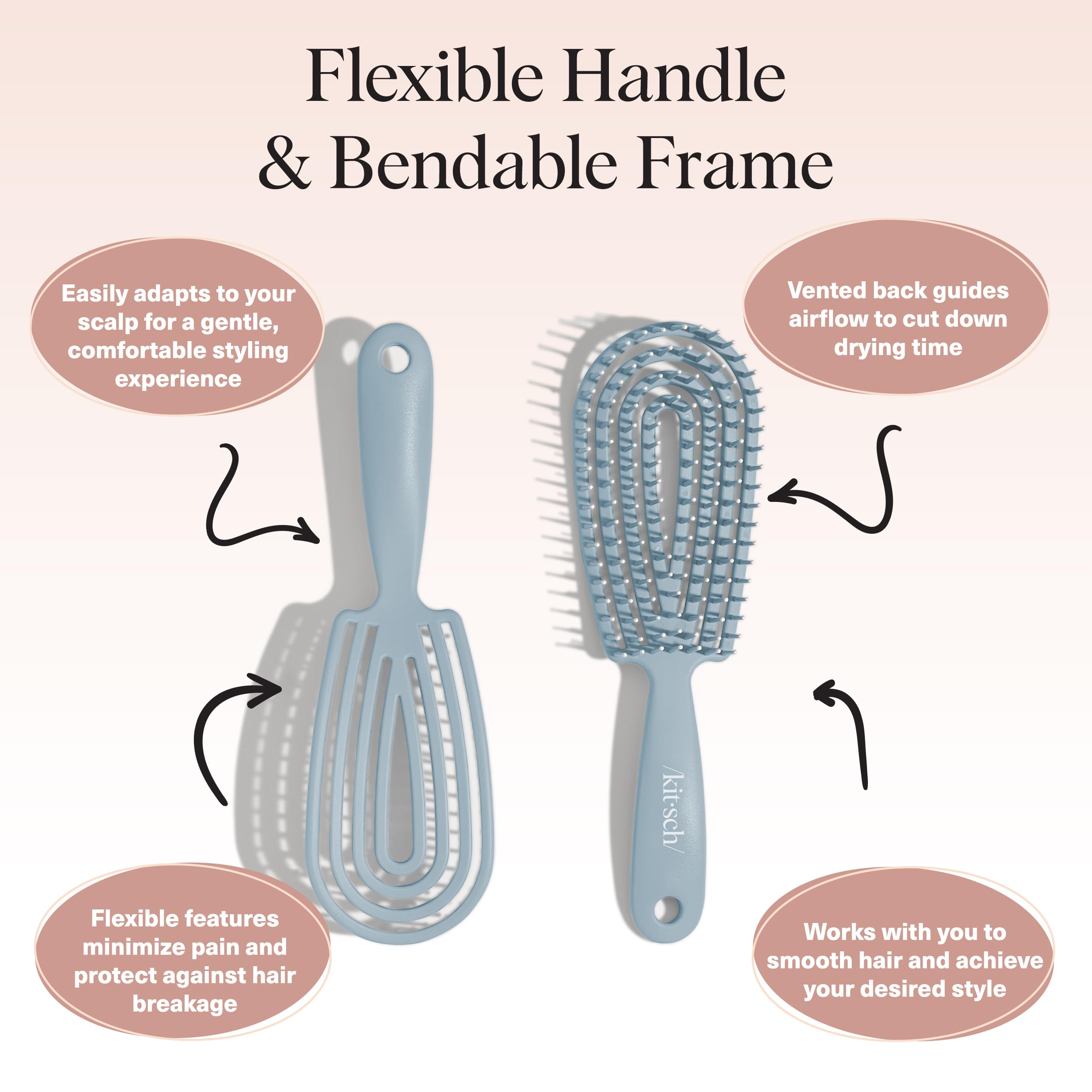 Kitsch Detangler Wet hair usage shows detangling with minimal tugging and frizz control
