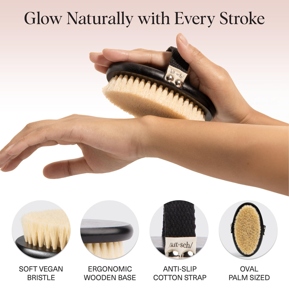 Kitsch dry brushing cotton strap-handle provides secure grip.
