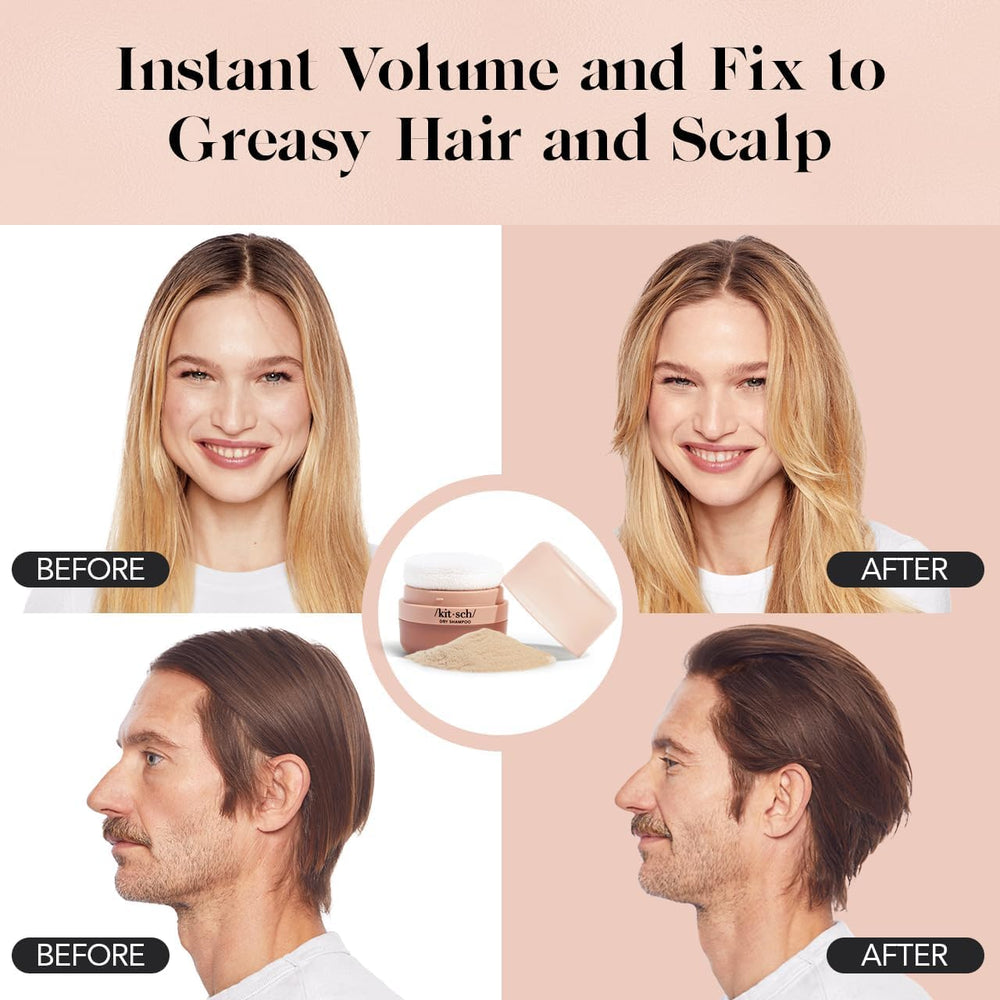 Kitsch dry shampoo powder absorbs oil to revitalize strands