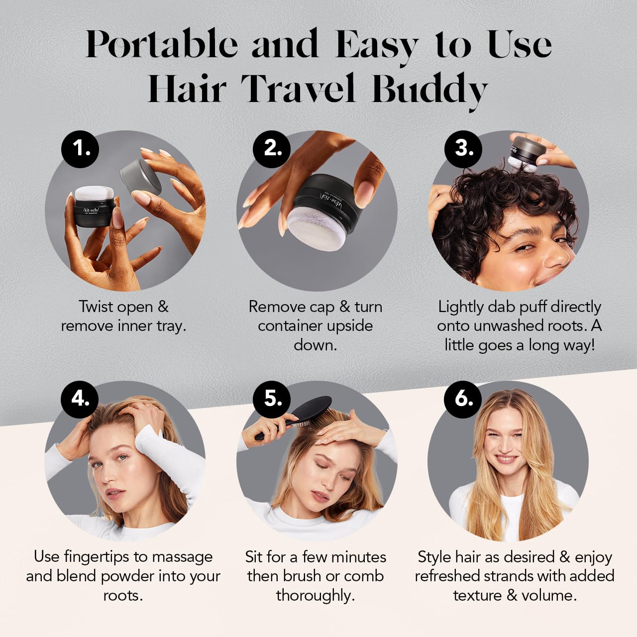 Kitsch Dry Shampoo Powder unscented formula for fragrance-free refresh