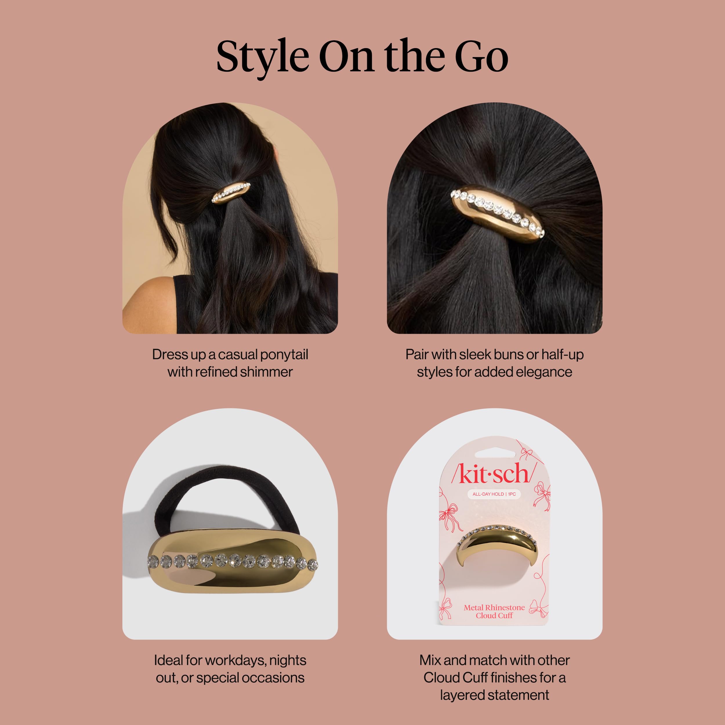 Kitsch elegant gold hair cuff is lightweight for daily wear.