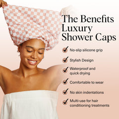 Kitsch Flexi shower cap adjustable back wire for a secure, comfortable fit.