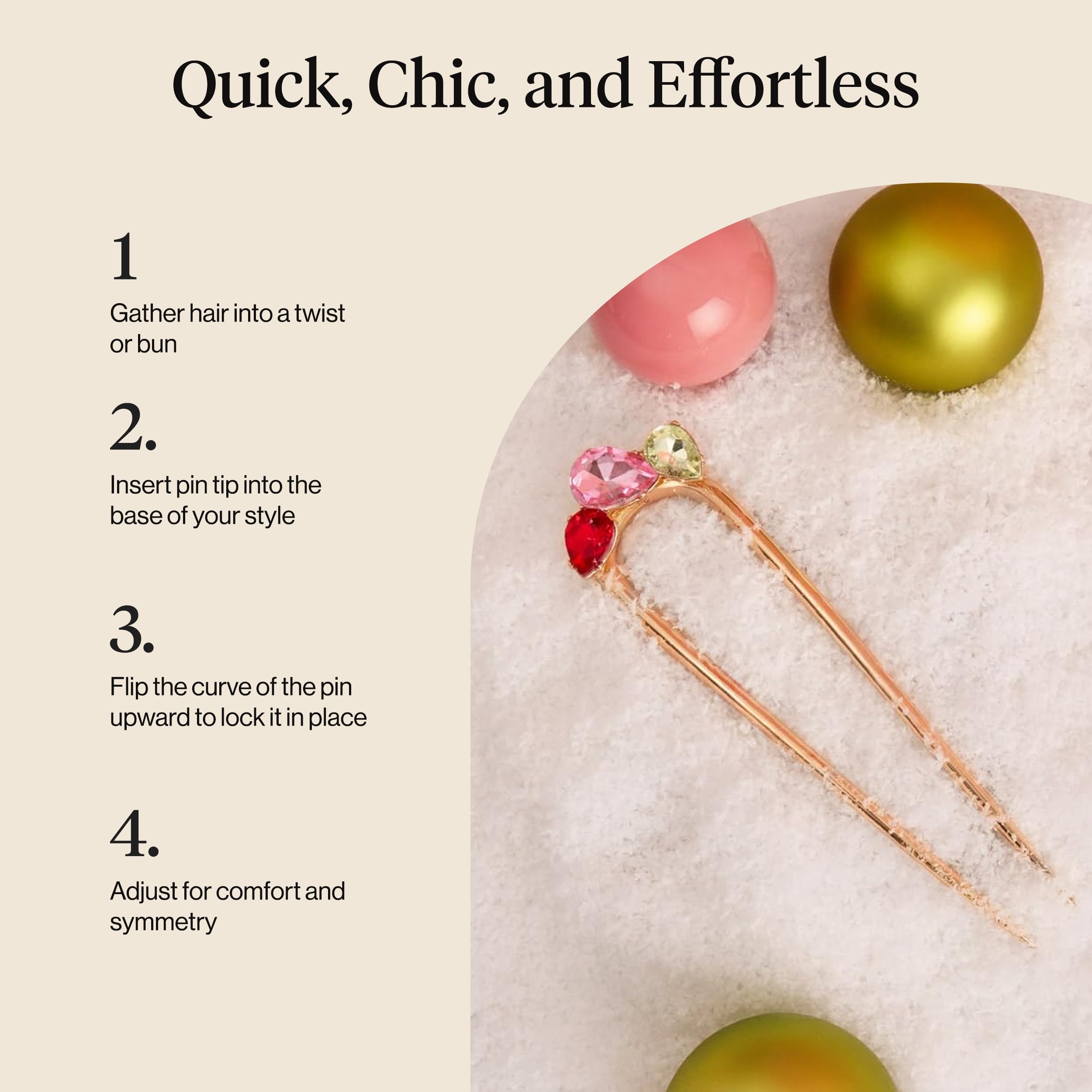 Kitsch French hair pin textured finish enhances everyday outfits with timeless shine.