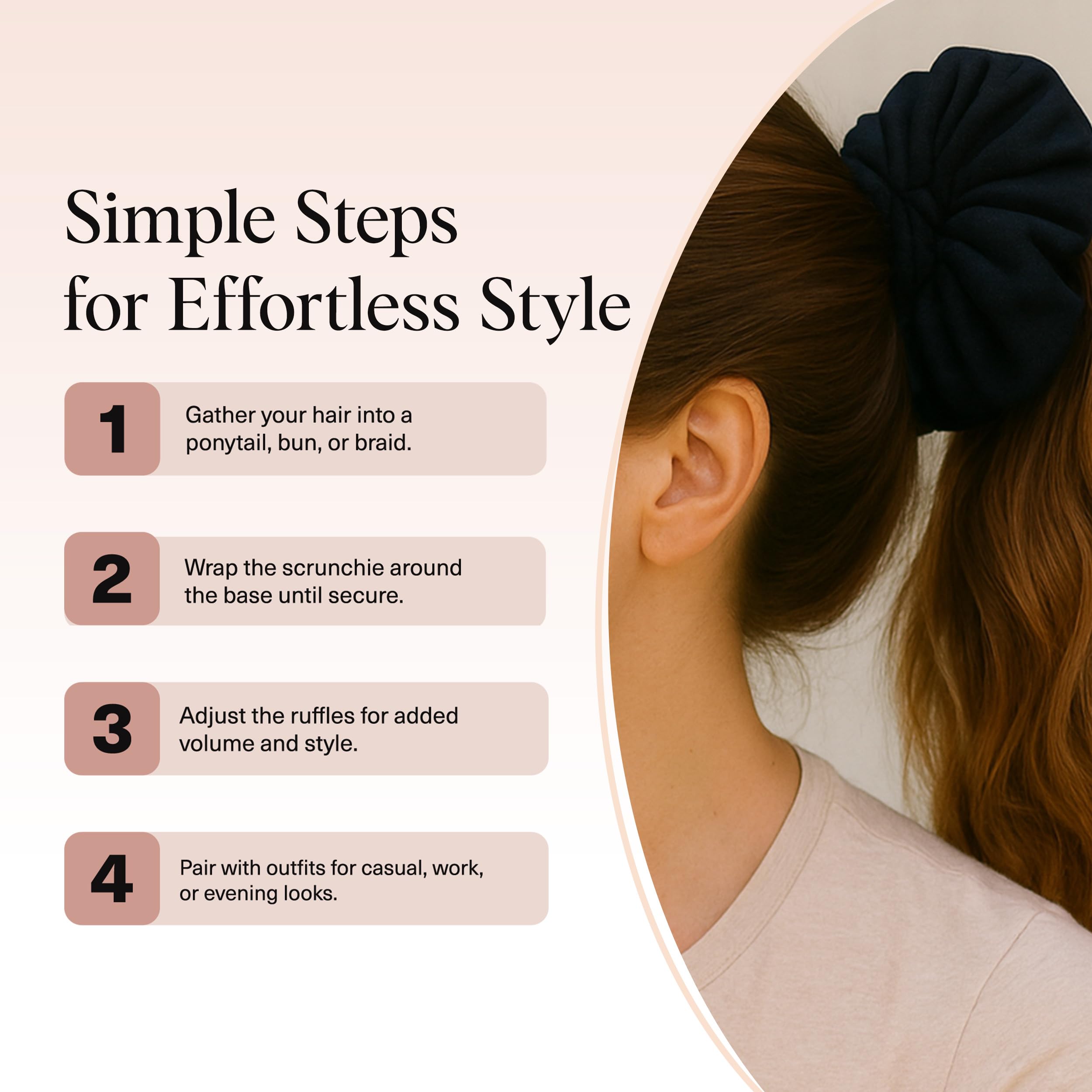 Kitsch gift-pack scrunchie in black suggests stylish accessory gift for teens