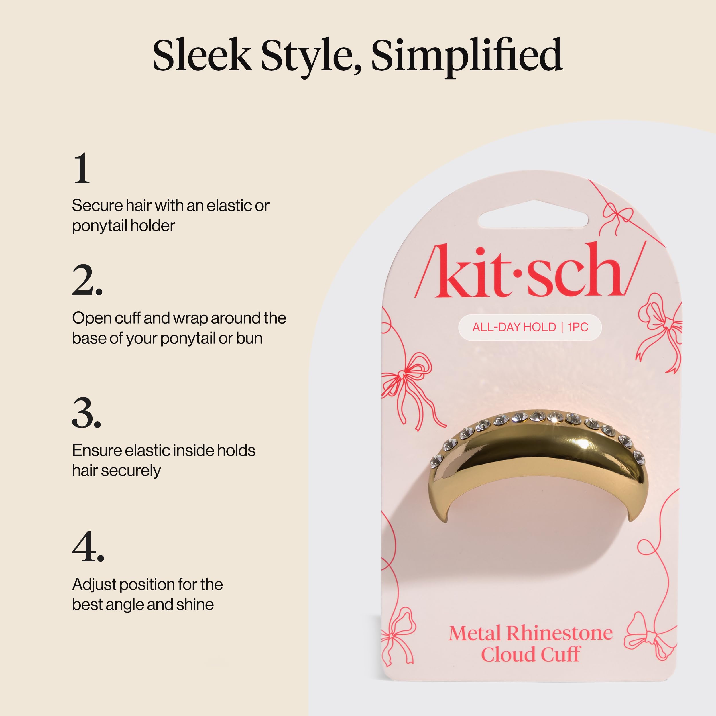 Kitsch gift-ready gold hair cuff makes a chic stocking stuffer choice.