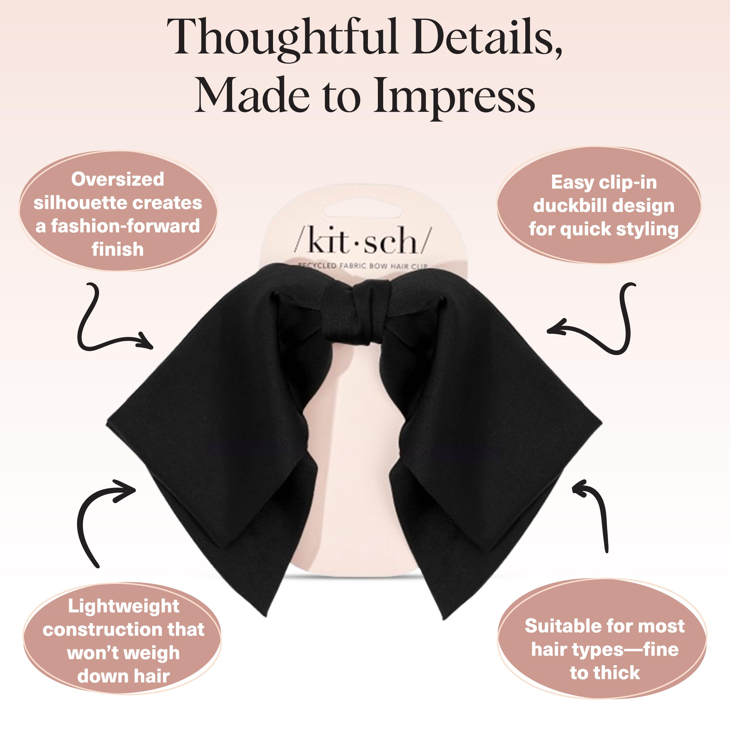 Kitsch gift-ready hair bow in black suitable for gifting occasions
