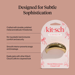 Kitsch gold hair cuff shows no-slip elastic for comfortable all-day wear.