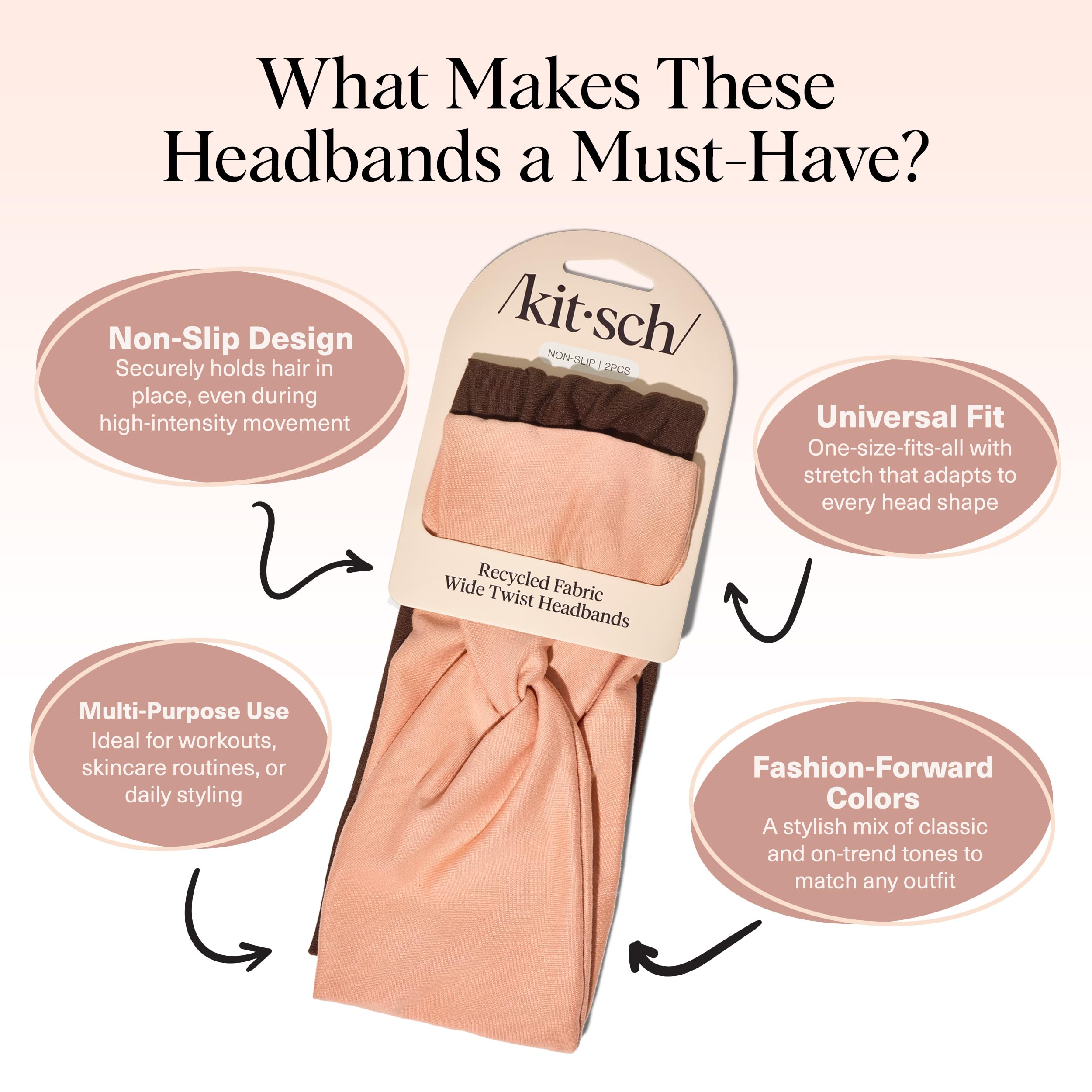 Kitsch hair accessory headband in rosewood adds style while taming flyaways.