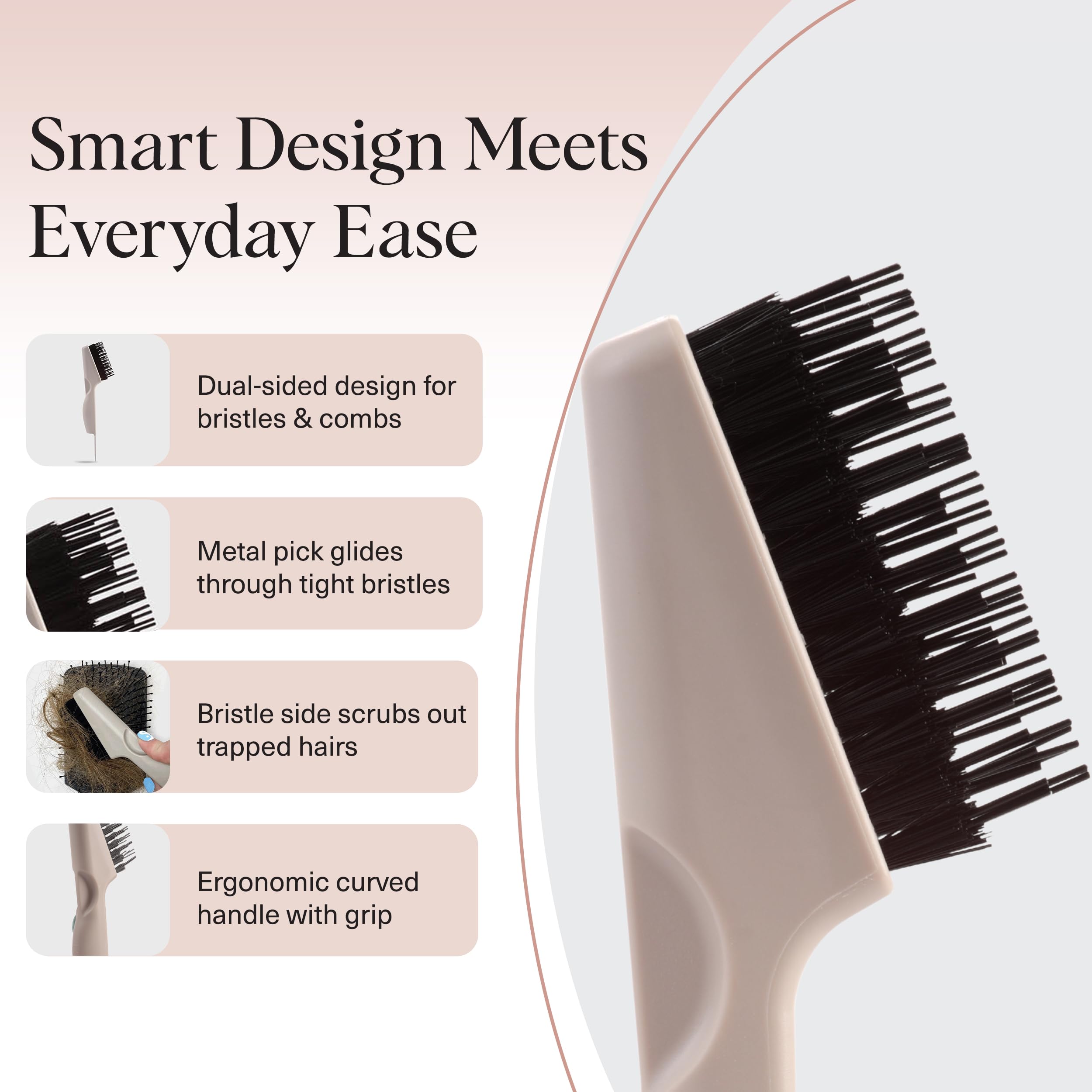 Kitsch Hair Brush Cleaner Tool double-sided design enables versatile cleaning for various brush types.