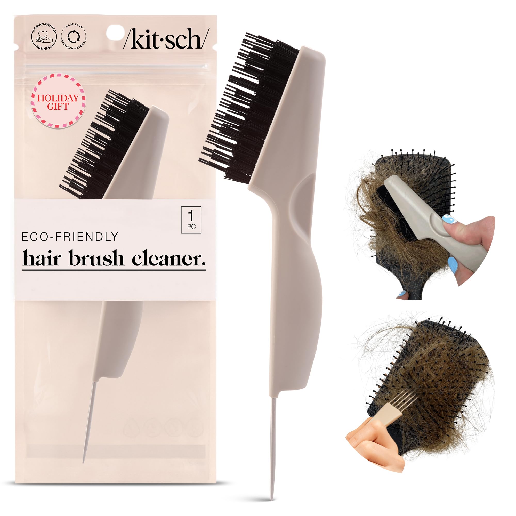 Kitsch Hair Brush Cleaner Tool front view shows easy, all-in-one brush upkeep for daily styling.