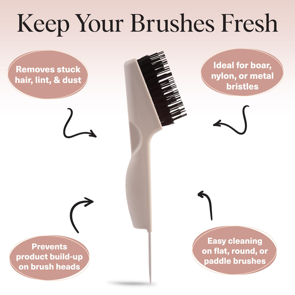 Kitsch Hair Brush Cleaner Tool metal blade close-up emphasizes durable, long-lasting performance.