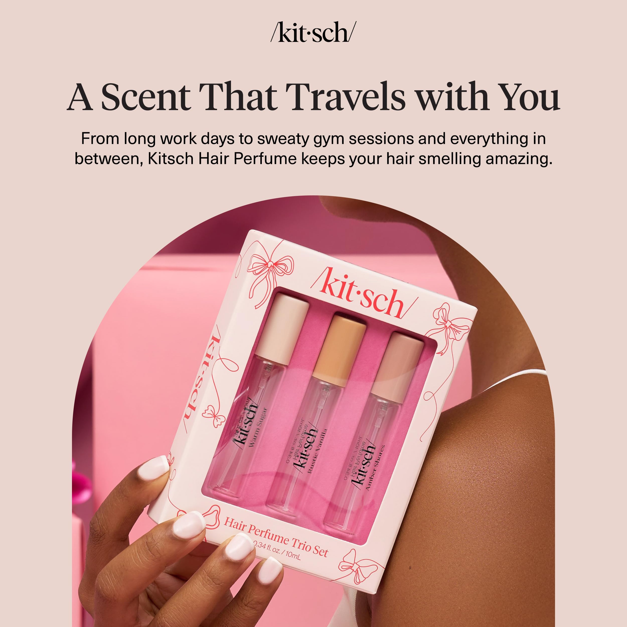 Kitsch Hair Perfume pillow spray on satin pillowcase to refresh scent