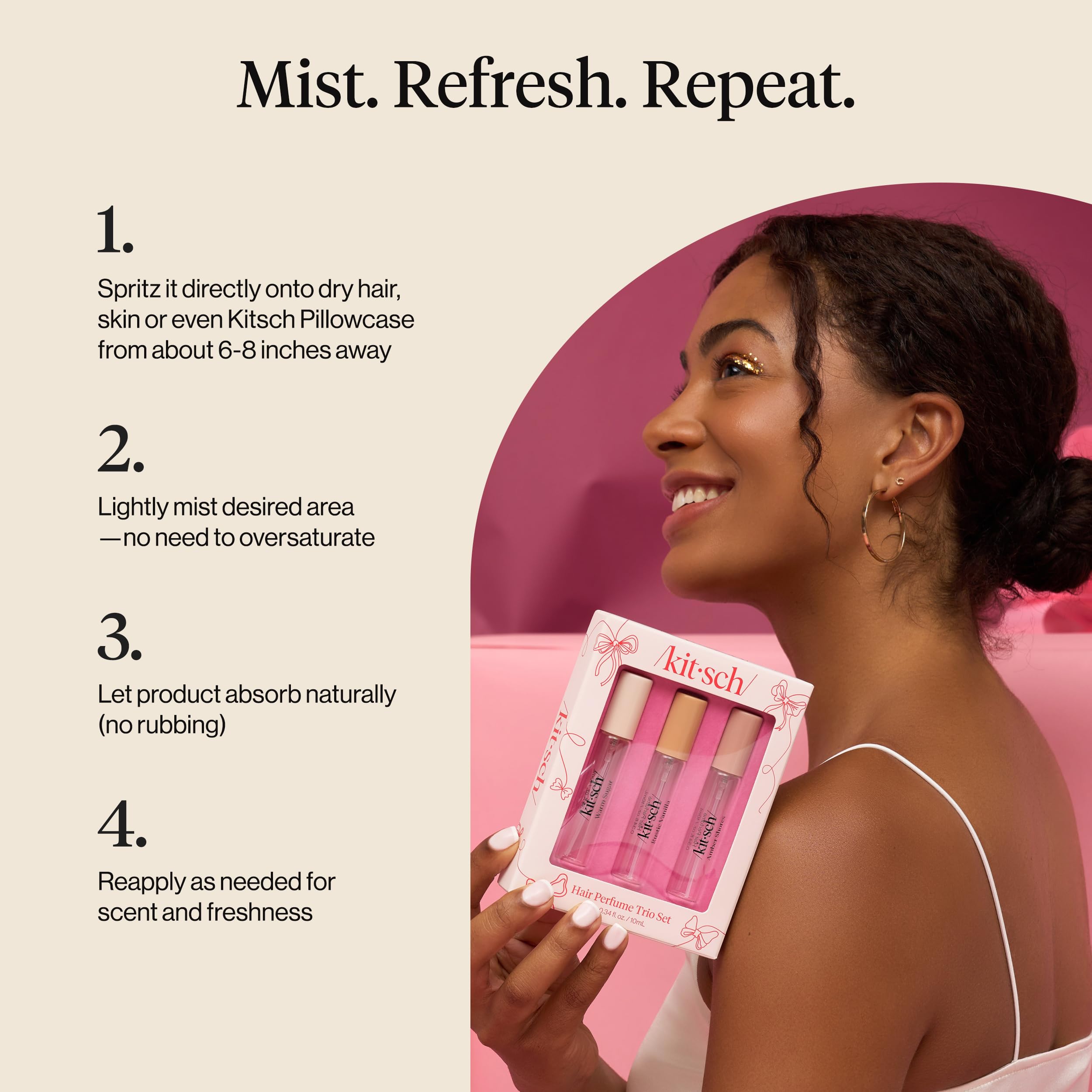Kitsch Hair Perfume Warm Sugar spritz on hair for lightweight scent