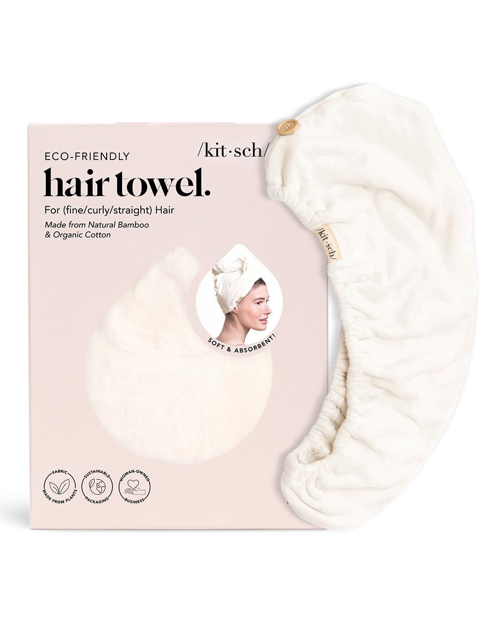 Kitsch hair towel wrap quick-dry absorbent demonstrates fast moisture pickup after shower.