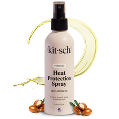 Kitsch heat protection spray bottle front highlights heat defense up to 450°F.