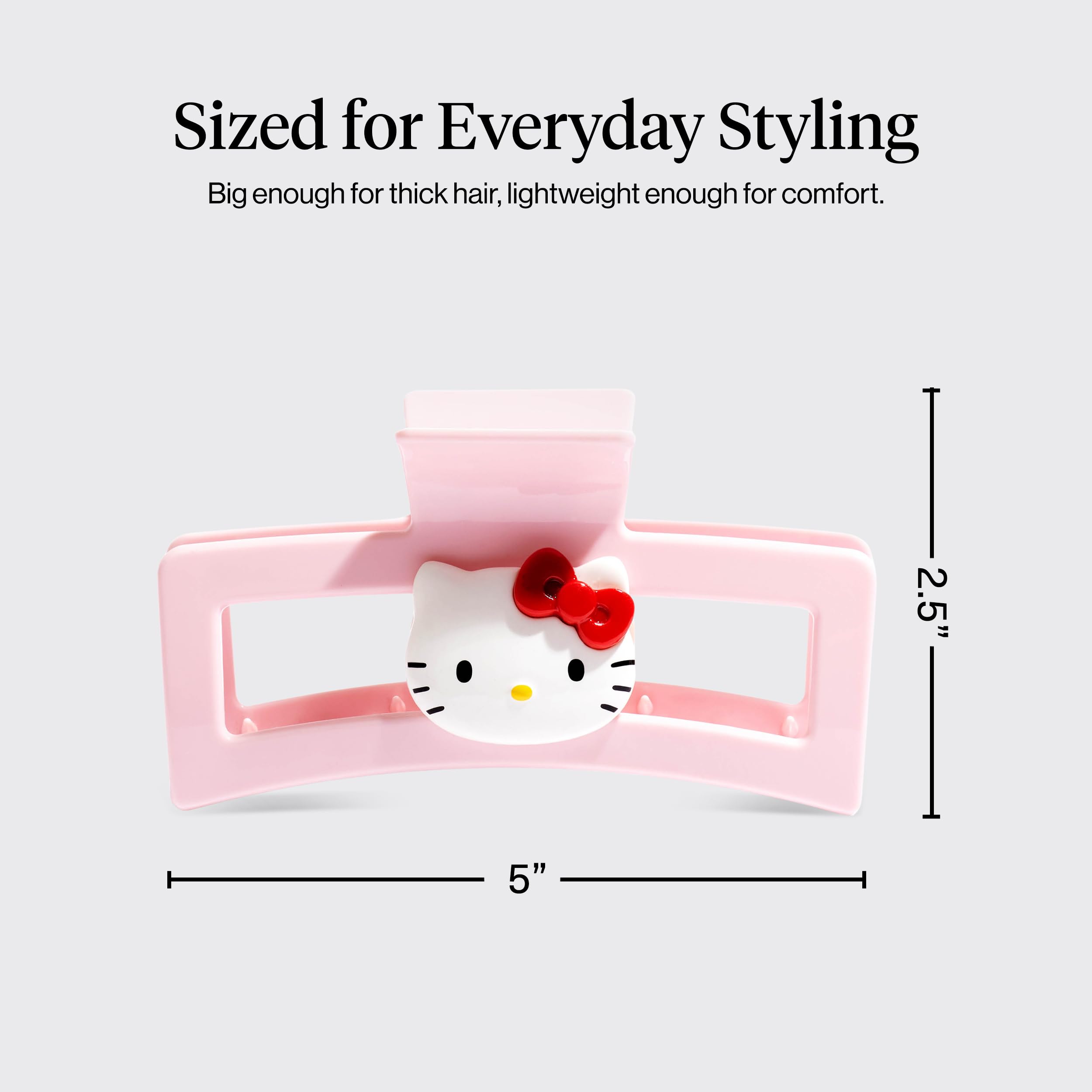 Kitsch Hello Kitty claw clip long hair demonstrates reliable secure styling for length