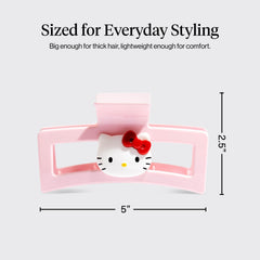 Kitsch Hello Kitty claw clip long hair demonstrates reliable secure styling for length