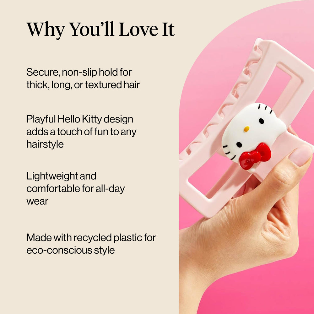 Kitsch Hello Kitty claw clip thick hair emphasizes strong hold for voluminous strands
