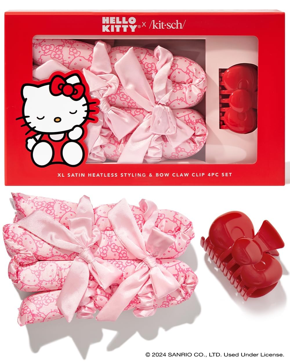 Kitsch Hello Kitty XL satin heatless curling rod for heat-free curls.