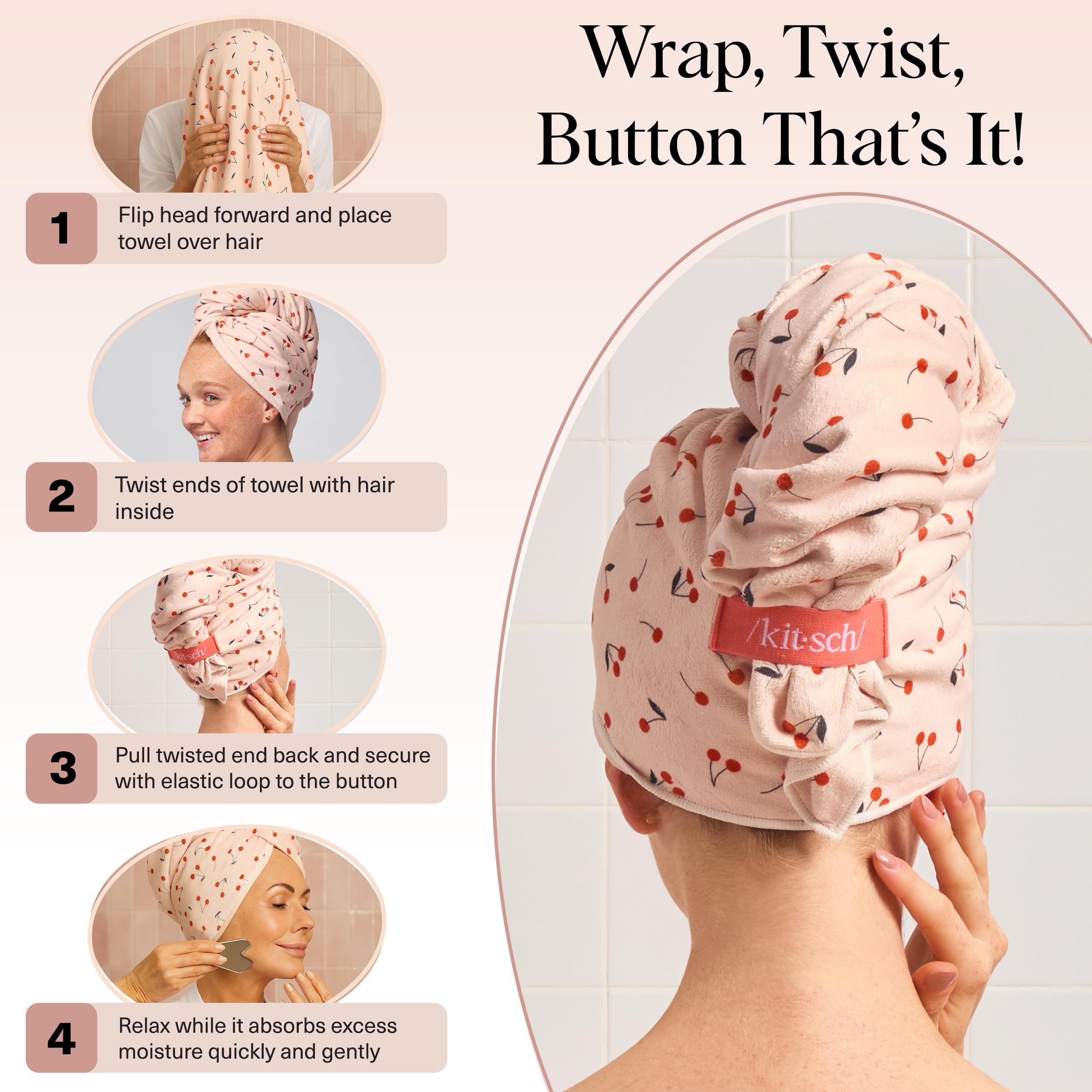 Kitsch holiday gift idea hair towel wrap suitable for women and teens.
