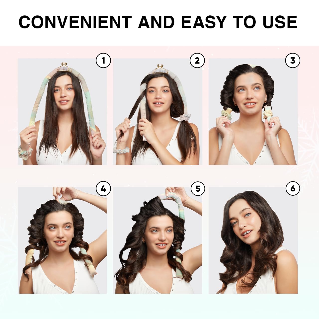 Kitsch heatless design minimizes heat exposure during styling.