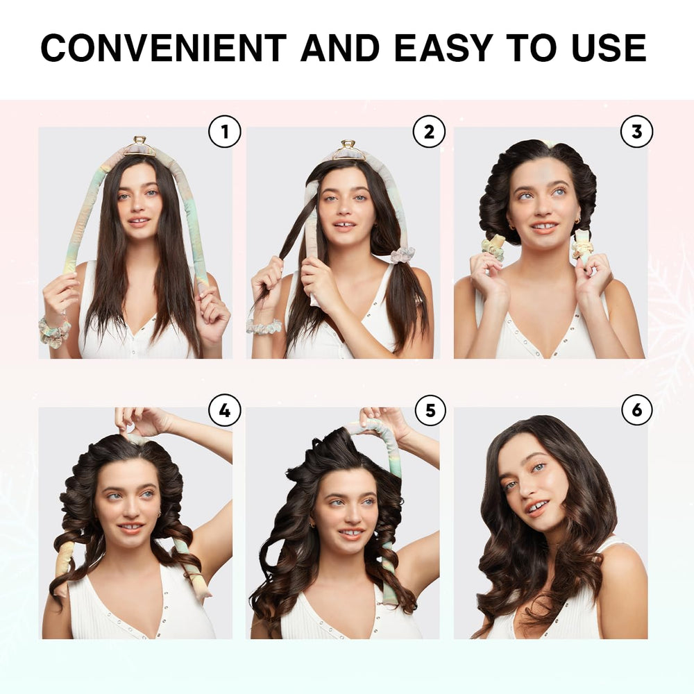 Kitsch heatless design minimizes heat exposure during styling.