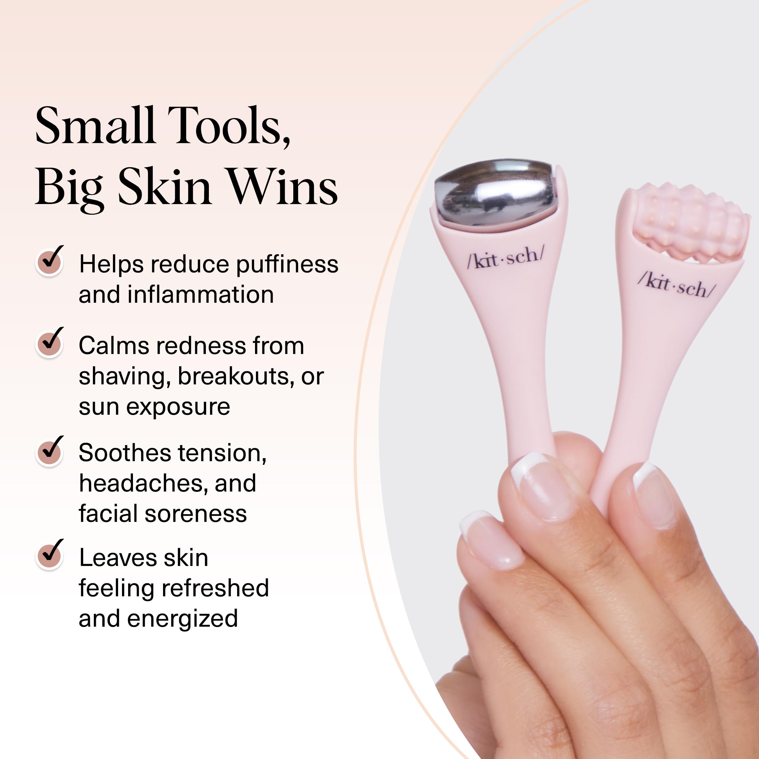 Kitsch ice roller delivering cold therapy for refreshed skin