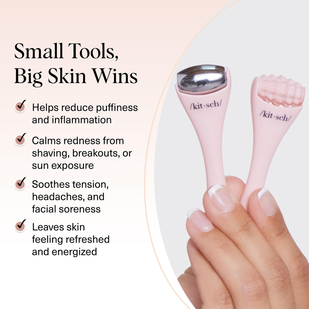 Kitsch ice roller delivering cold therapy for refreshed skin