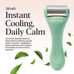 Kitsch Ice Roller stainless steel body highlighted for durability and cold retention