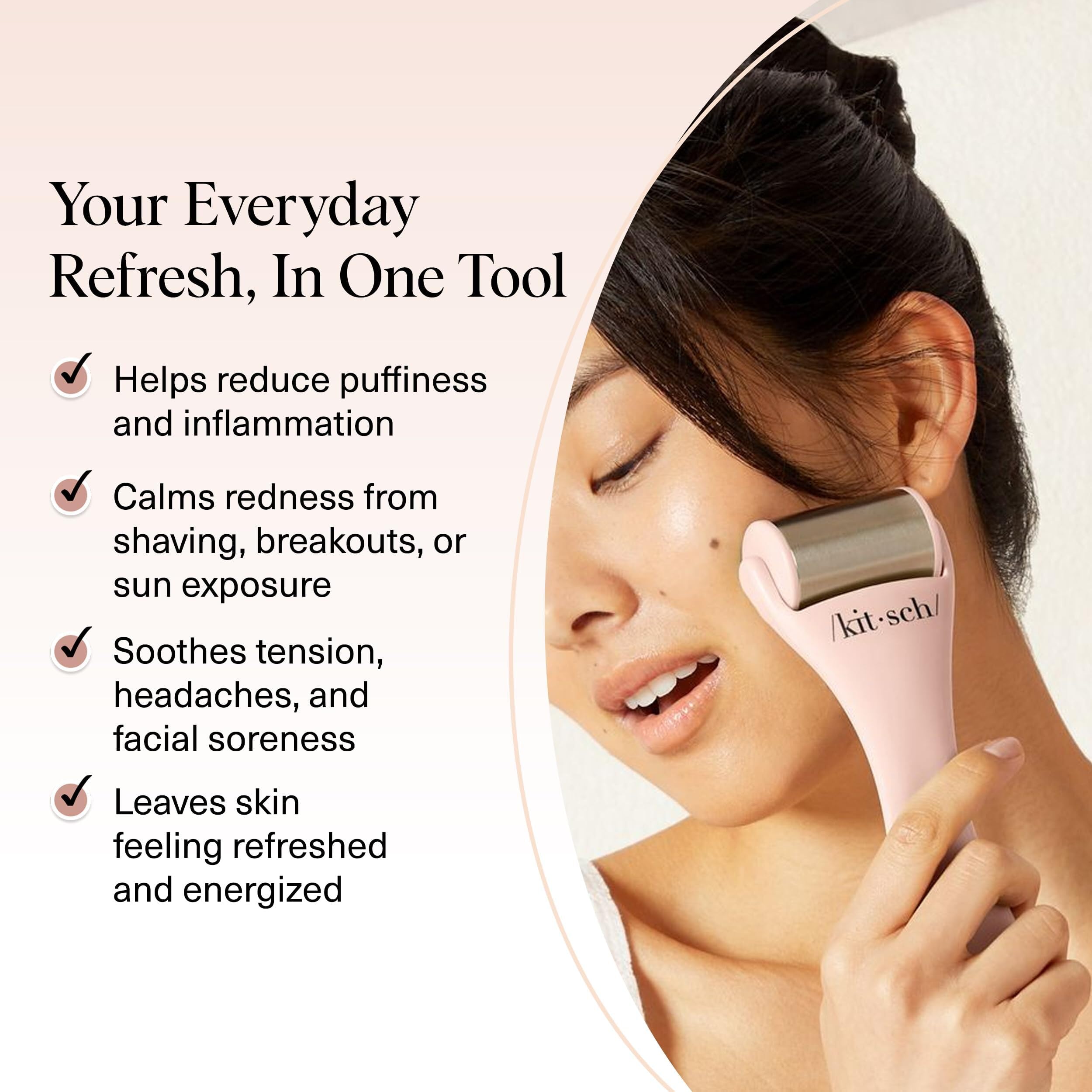 Kitsch Ice Roller under-eye de-puff targets tired eyes with calm cooling relief