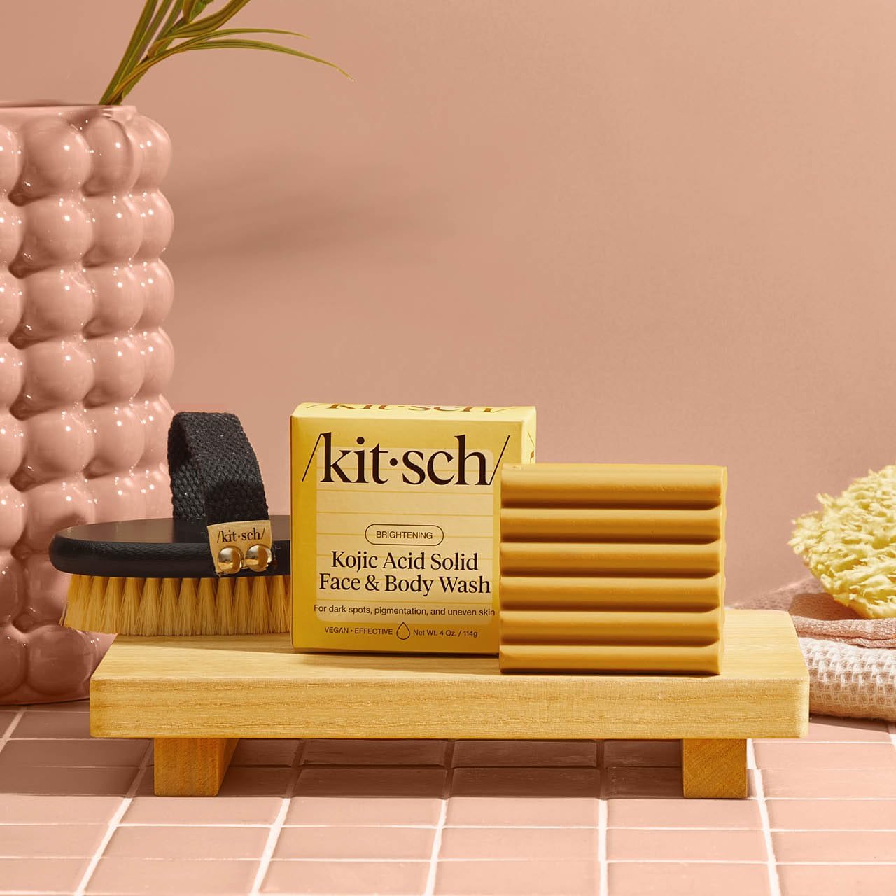 Kitsch Kojic Acid Soap turmeric-bar compact bar ideal for travel-friendly cleansing.