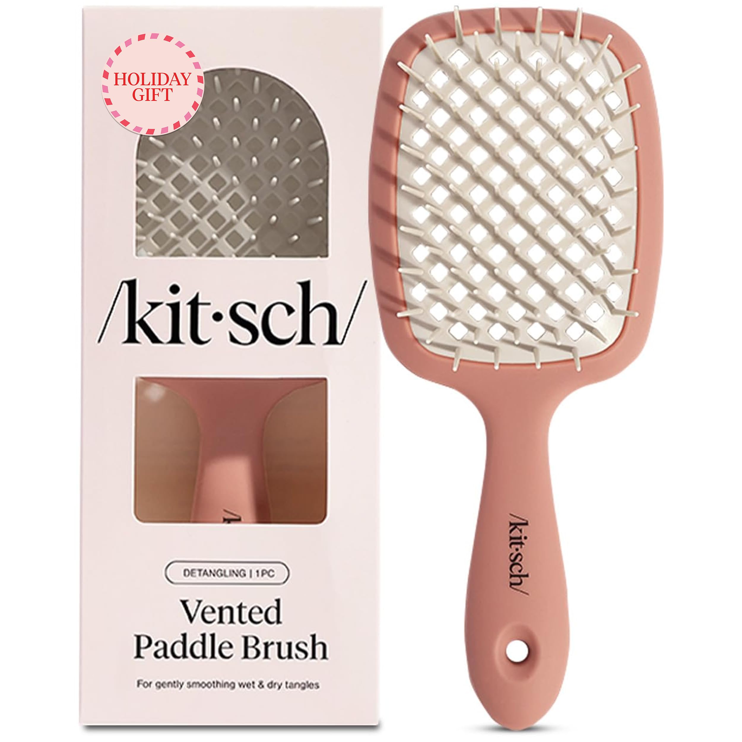 Kitsch lightweight vented hair brush detangler close-up shows smooth detangling for all hair types
