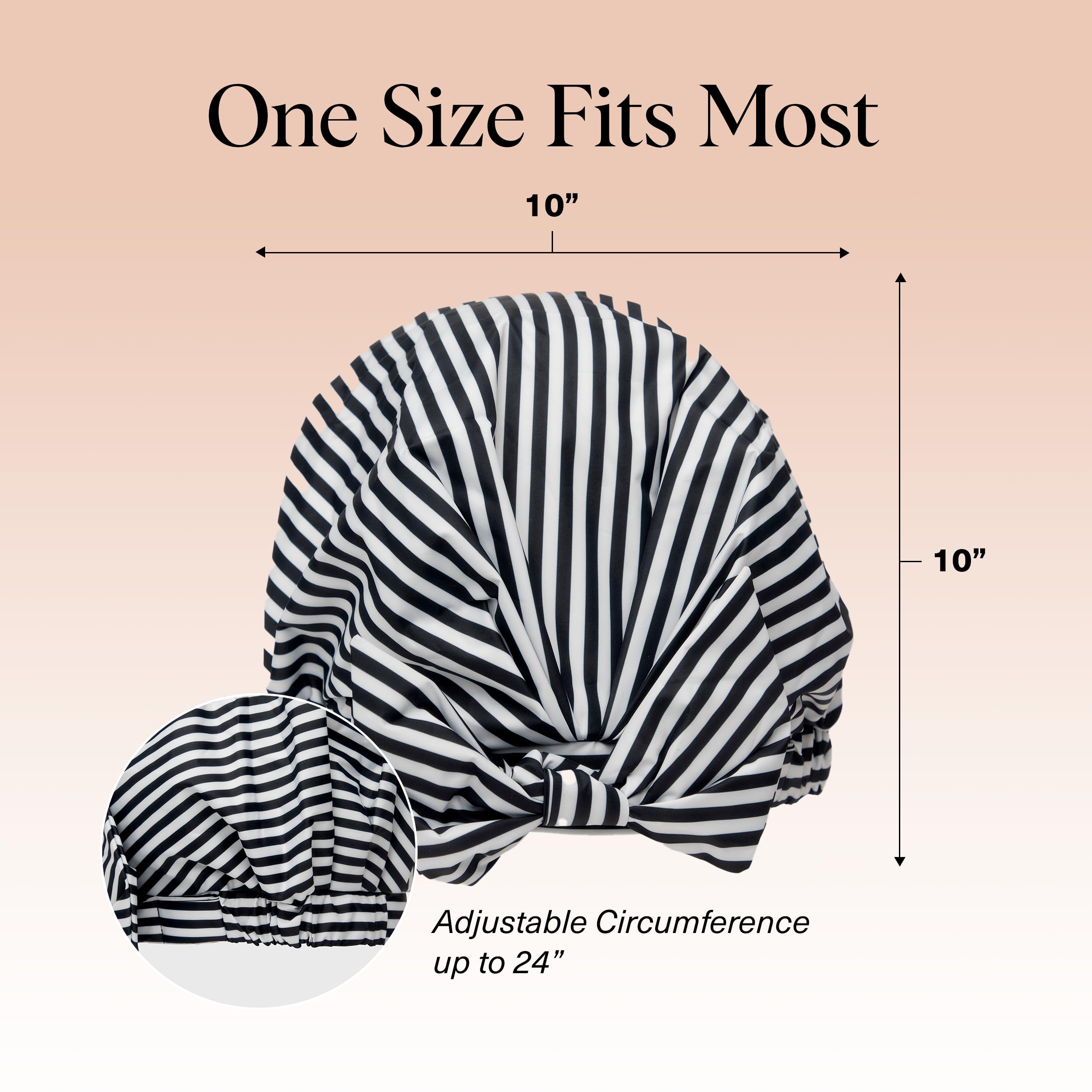 Kitsch luxury shower cap quick-dry fabric reduces dampness after use.