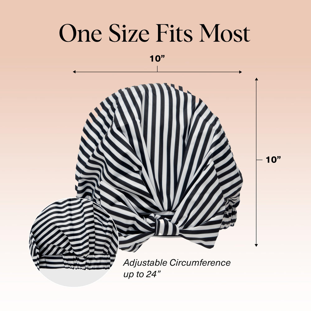Kitsch luxury shower cap quick-dry fabric reduces dampness after use.