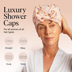 Kitsch luxury shower cap non-slip silicone grip keeps cap in place during showers.