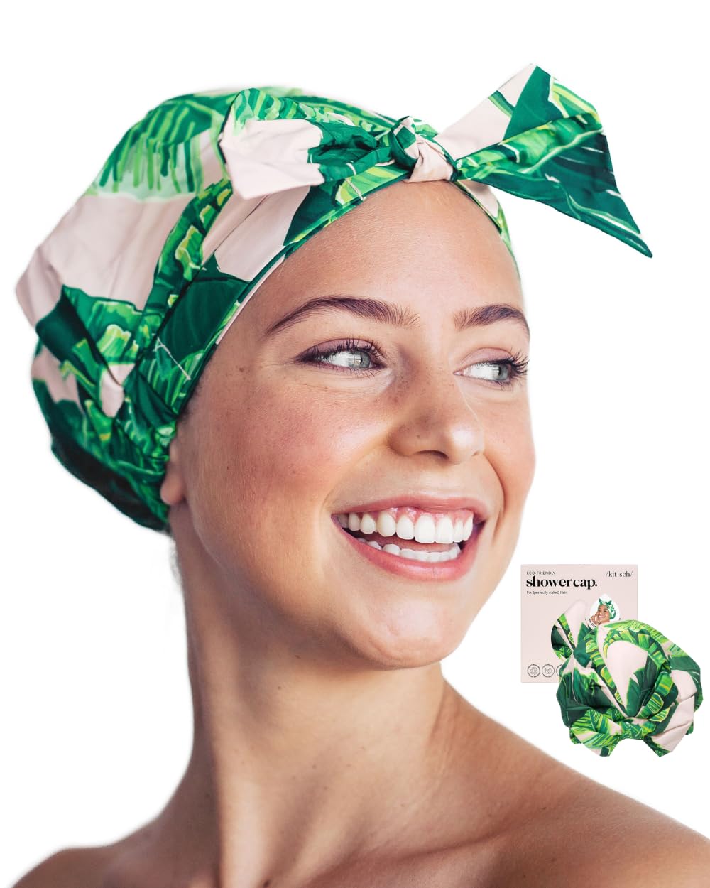 Kitsch reusable waterproof cap offers sustainable protection for daily showers.