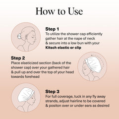 Kitsch luxury shower cap stretch-fit design for comfortable all-head coverage.
