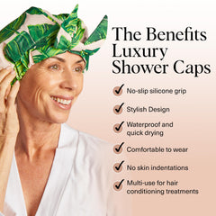 Kitsch luxury shower cap waterproof shell protects hair from moisture while bathing.