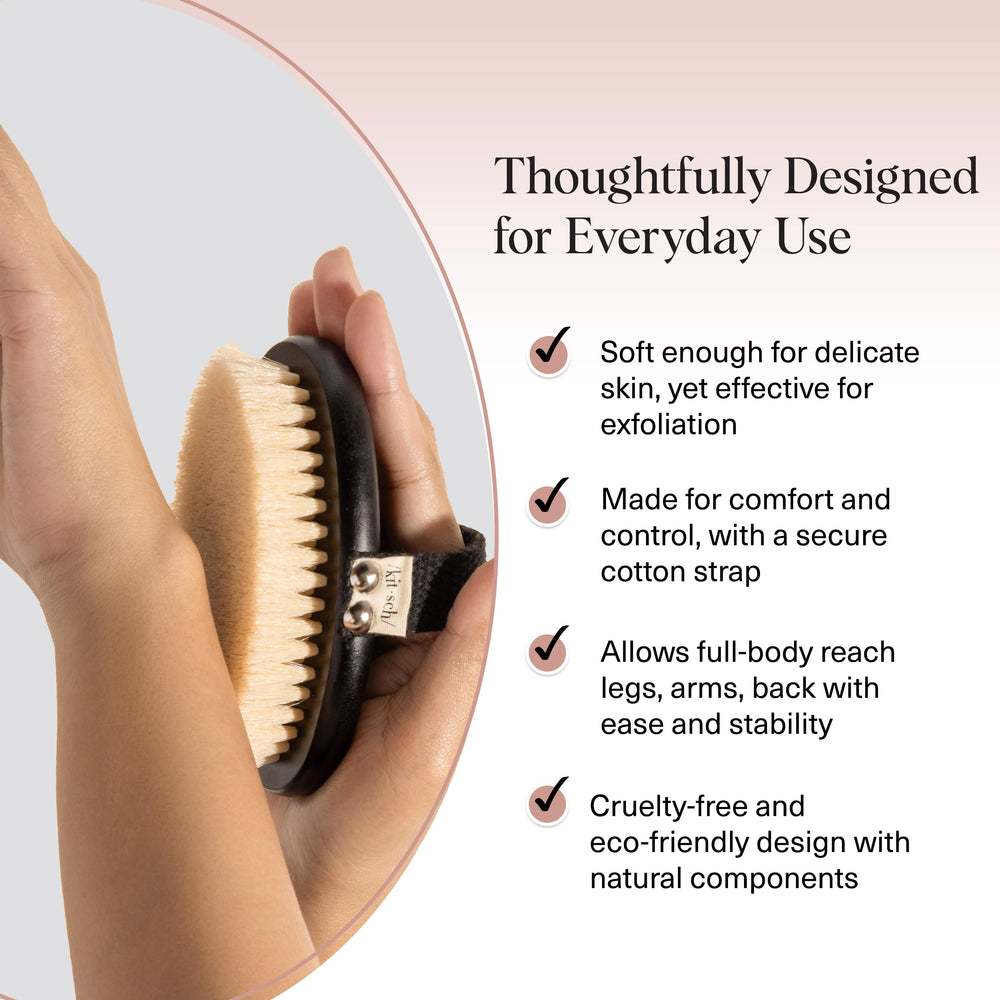 Kitsch lymphatic drainage brush strokes promote stimulated lymph flow.